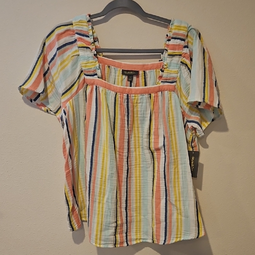 Style & Co. Multicolor Striped Blouse